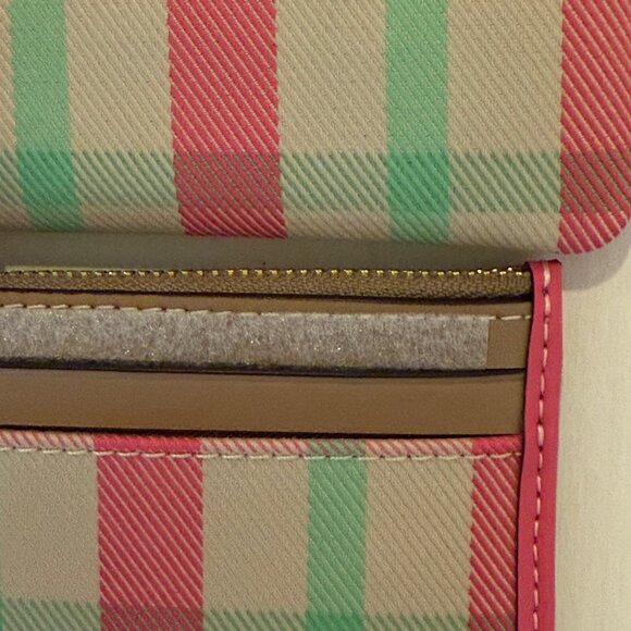 Coach Mini Skinny Id Case w wristlet/wallet /Plaid Print set/pink/ multi - Picture 4 of 16